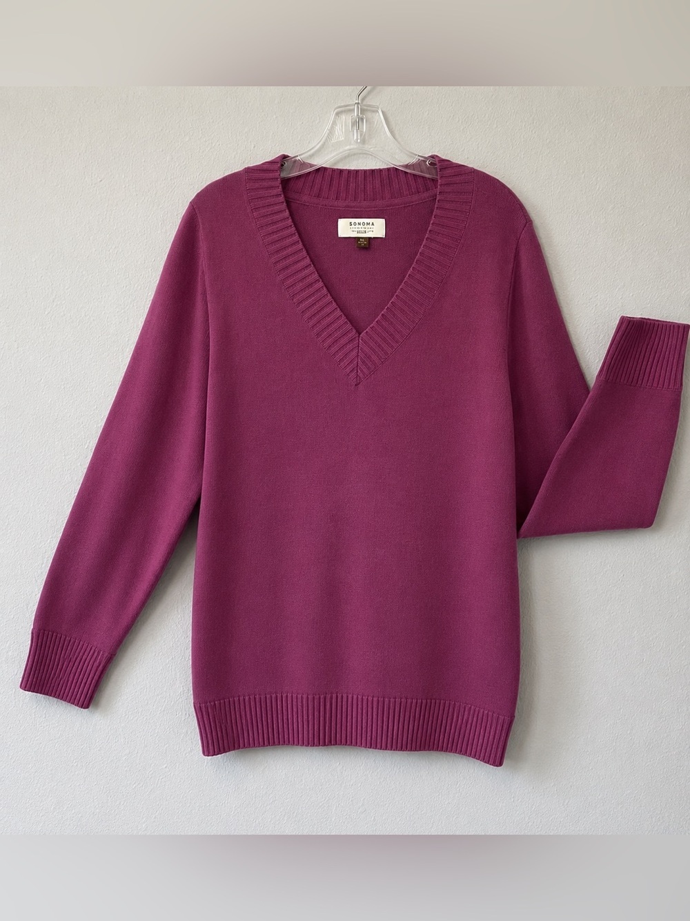 Sonoma Good for Life Women's Pullover Sweater Berry Plum EUC XL Soft knit